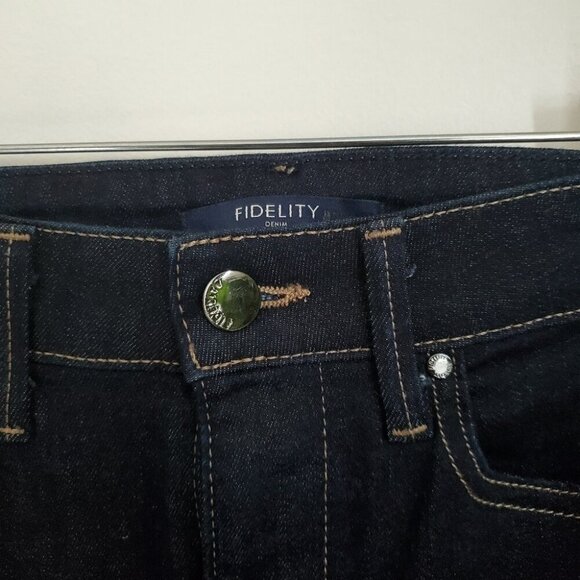 FIDELITY | Dark Indigo Blue Lily High Boot Cut Denim Jeans (26) - Picture 3 of 9